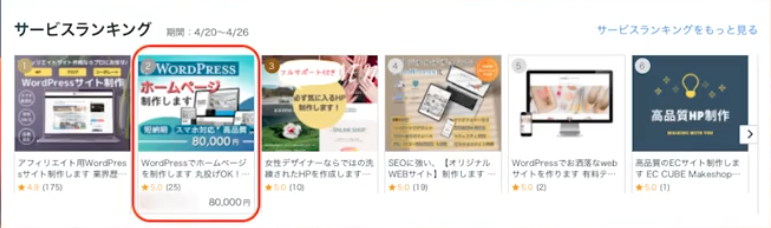 ココナラランキング2位